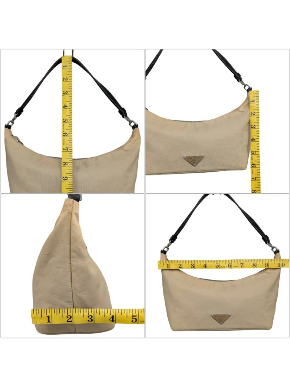 Vtg Prada Tessuto Sirio Mini Shoulder Bag Beige Nylon BR1267 Y2K Hobo Purse - Picture 11 of 13